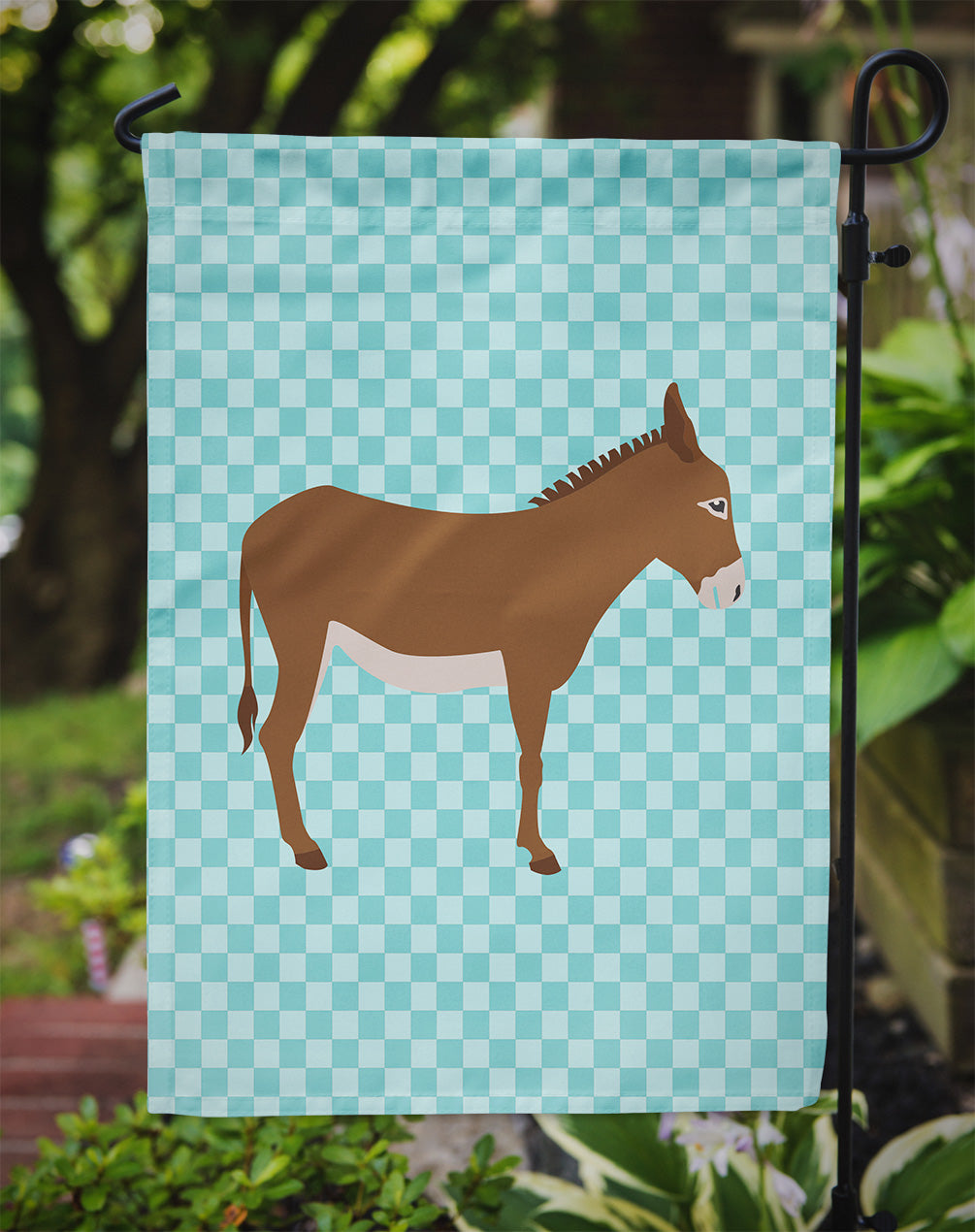 Cotentin Donkey Blue Check Garden Flag Mailbox Decorative Yard Banner Outside Patio Artwork for Flower Beds, Garden Size, Multicolor