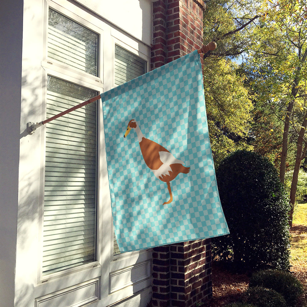 Indian Runner Duck Blue Check House Flag 28x40 Porch Sleeve Pole Decorative Outside Yard Banner Artwork Wall Hanging, Polyester