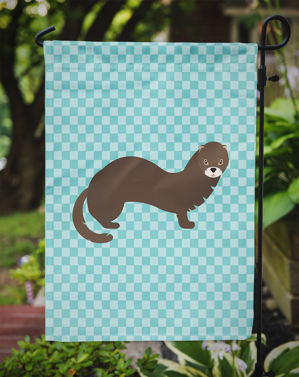 Russian or European Mink Blue Check Garden Flag Mailbox Decorative Yard Banner Outside Patio Artwork for Flower Beds, Garden Size, Multicolor