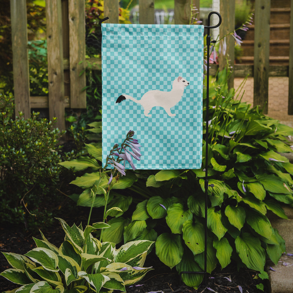 Stoat Short-tailed Weasel Blue Check Garden Flag Mailbox Decorative Yard Banner Outside Patio Artwork for Flower Beds, Garden Size, Multicolor
