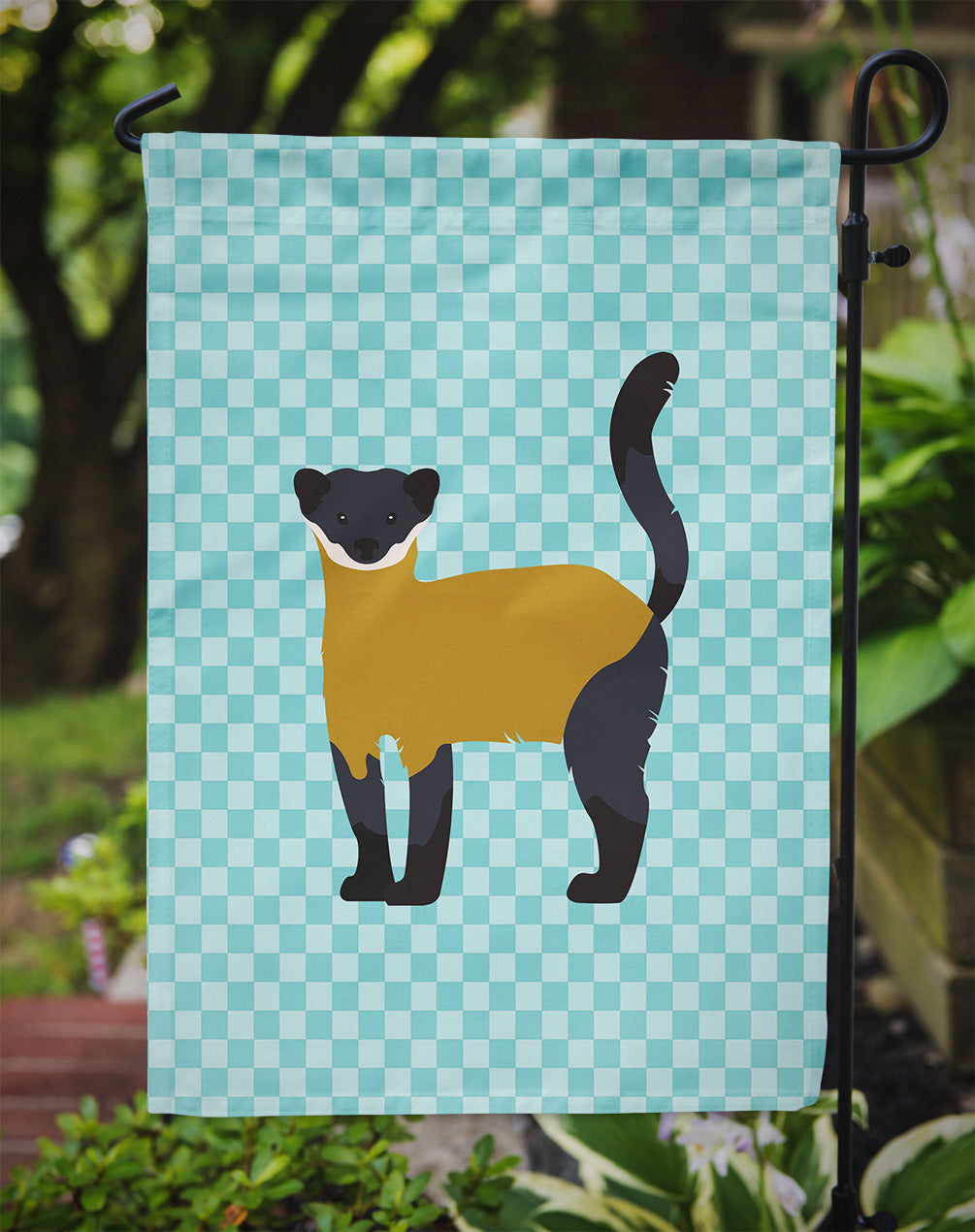Yellow-Throated Marten Blue Check Garden Flag Mailbox Decorative Yard Banner Outside Patio Artwork for Flower Beds, Garden Size, Multicolor