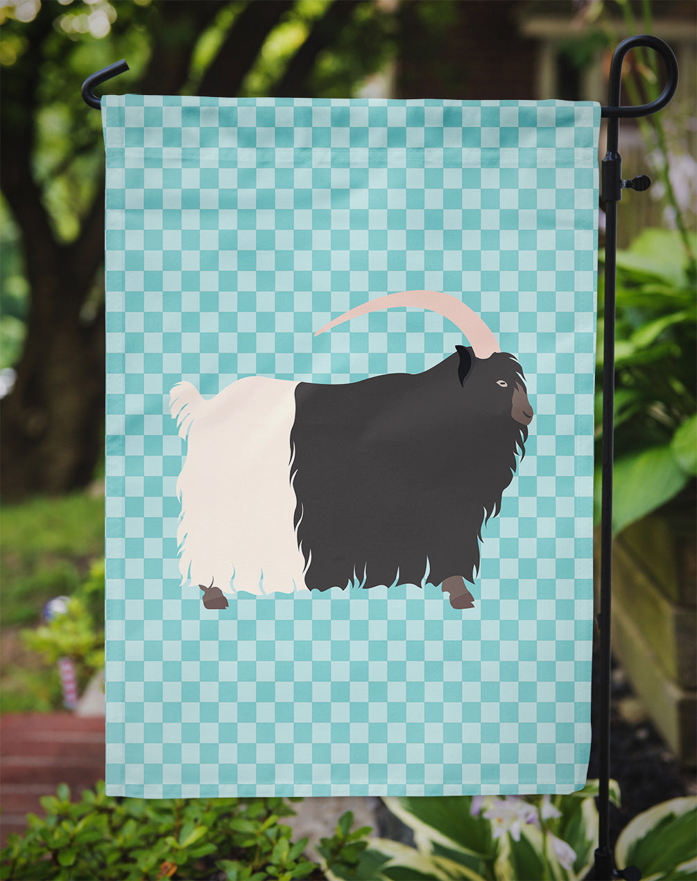 Welsh Black-Necked Goat Blue Check Garden Flag Mailbox Decorative Yard Banner Outside Patio Artwork for Flower Beds, Garden Size, Multicolor