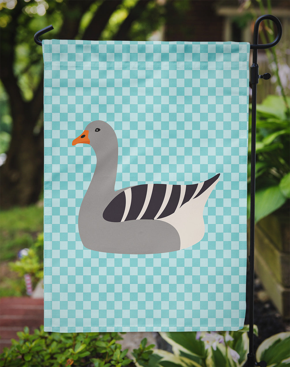 Pilgrim Goose Blue Check Garden Flag Mailbox Decorative Yard Banner Outside Patio Artwork for Flower Beds, Garden Size, Multicolor