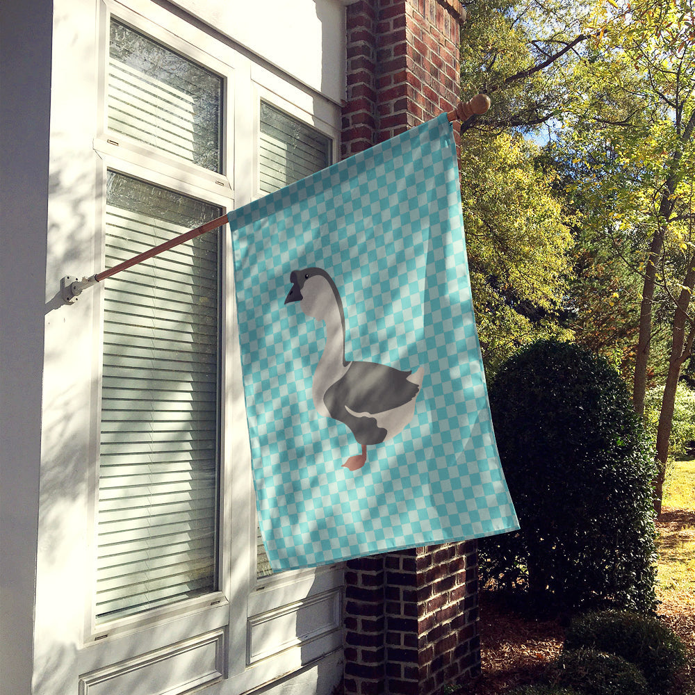 African Goose Blue Check House Flag 28x40 Porch Sleeve Pole Decorative Outside Yard Banner Artwork Wall Hanging, Polyester