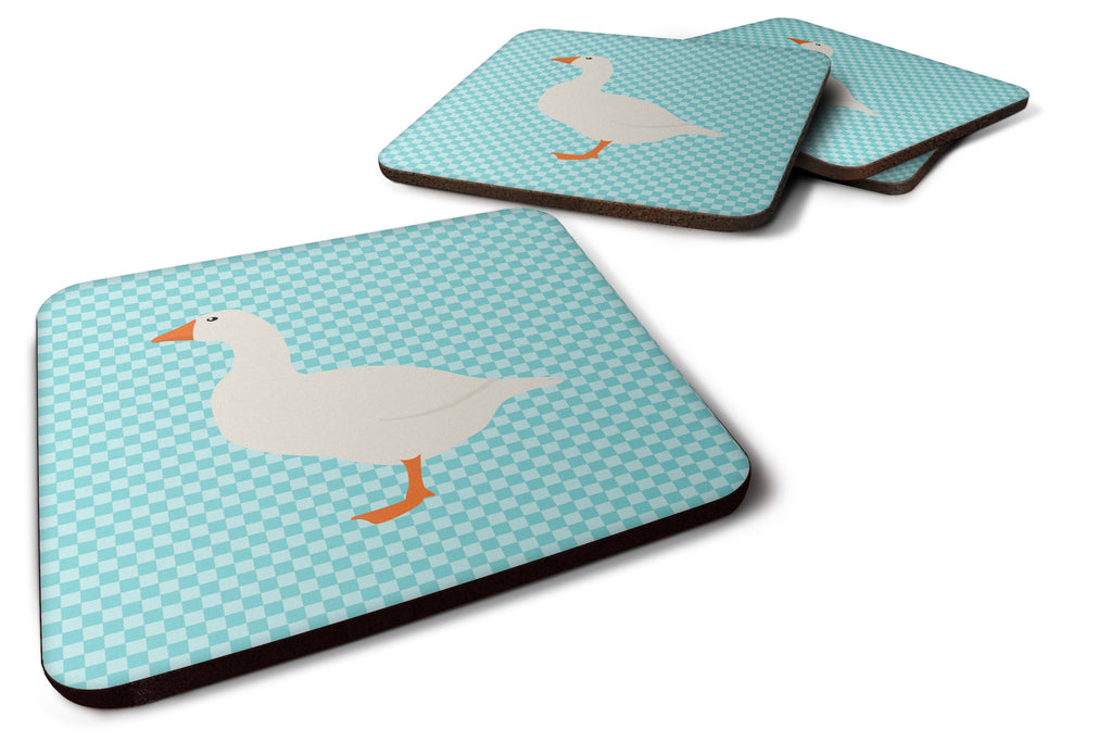 Shire Horse Blue Check Foam Coasters Set of 4 Cup Coasters for Indoor Outdoor, Tabletop Protection, Anti Slip, Mouse pad Material
