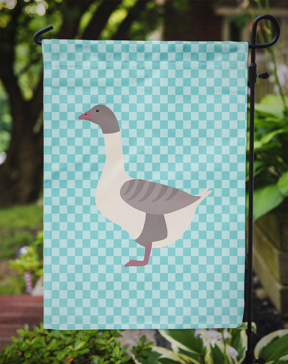 Buff Grey Back Goose Blue Check Garden Flag Mailbox Decorative Yard Banner Outside Patio Artwork for Flower Beds, Garden Size, Multicolor