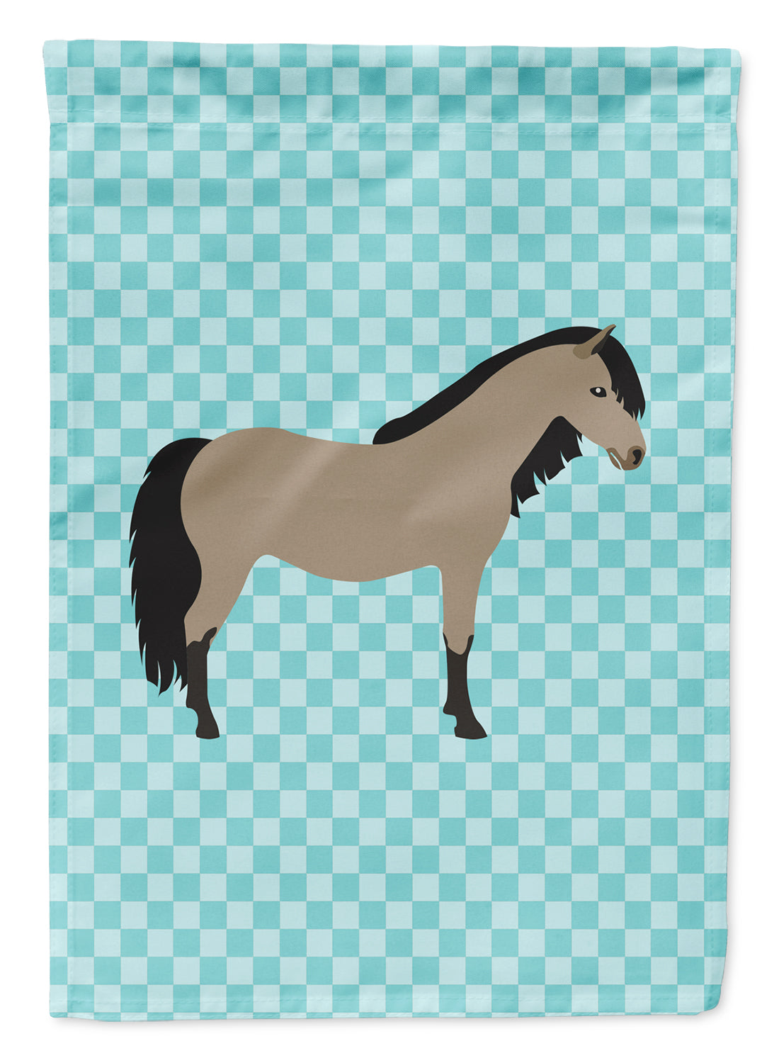 Welsh Pony Horse Blue Check Garden Flag Mailbox Decorative Yard Banner Outside Patio Artwork for Flower Beds, Garden Size, Multicolor