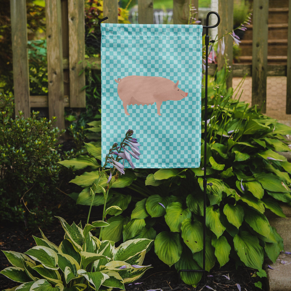 English Large White Pig Blue Check Garden Flag Mailbox Decorative Yard Banner Outside Patio Artwork for Flower Beds, Garden Size, Multicolor