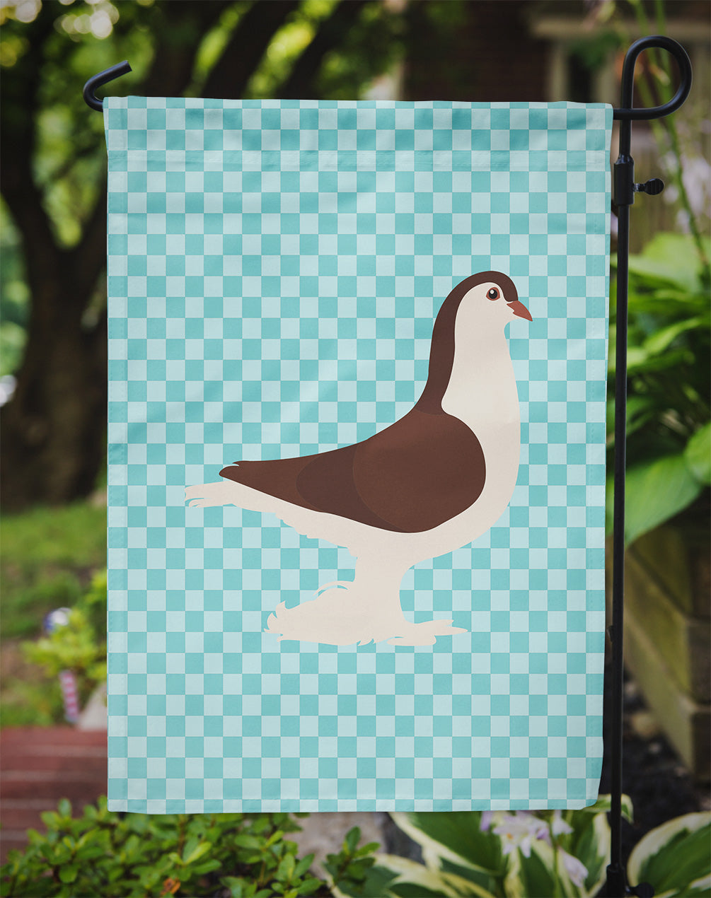 Large Pigeon Blue Check Garden Flag Mailbox Decorative Yard Banner Outside Patio Artwork for Flower Beds, Garden Size, Multicolor