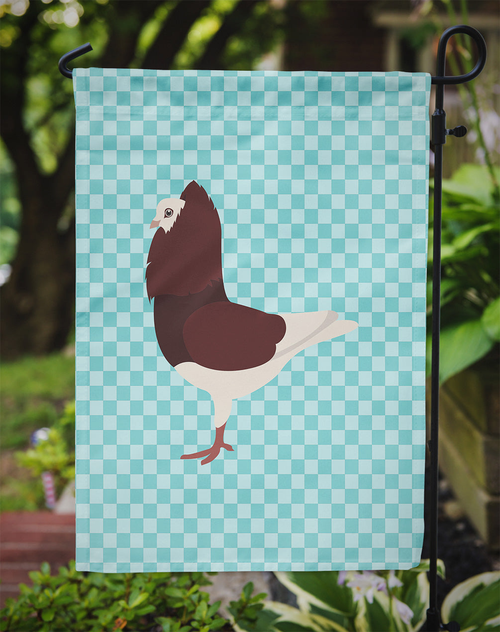 Capuchin Red Pigeon Blue Check Garden Flag Mailbox Decorative Yard Banner Outside Patio Artwork for Flower Beds, Garden Size, Multicolor