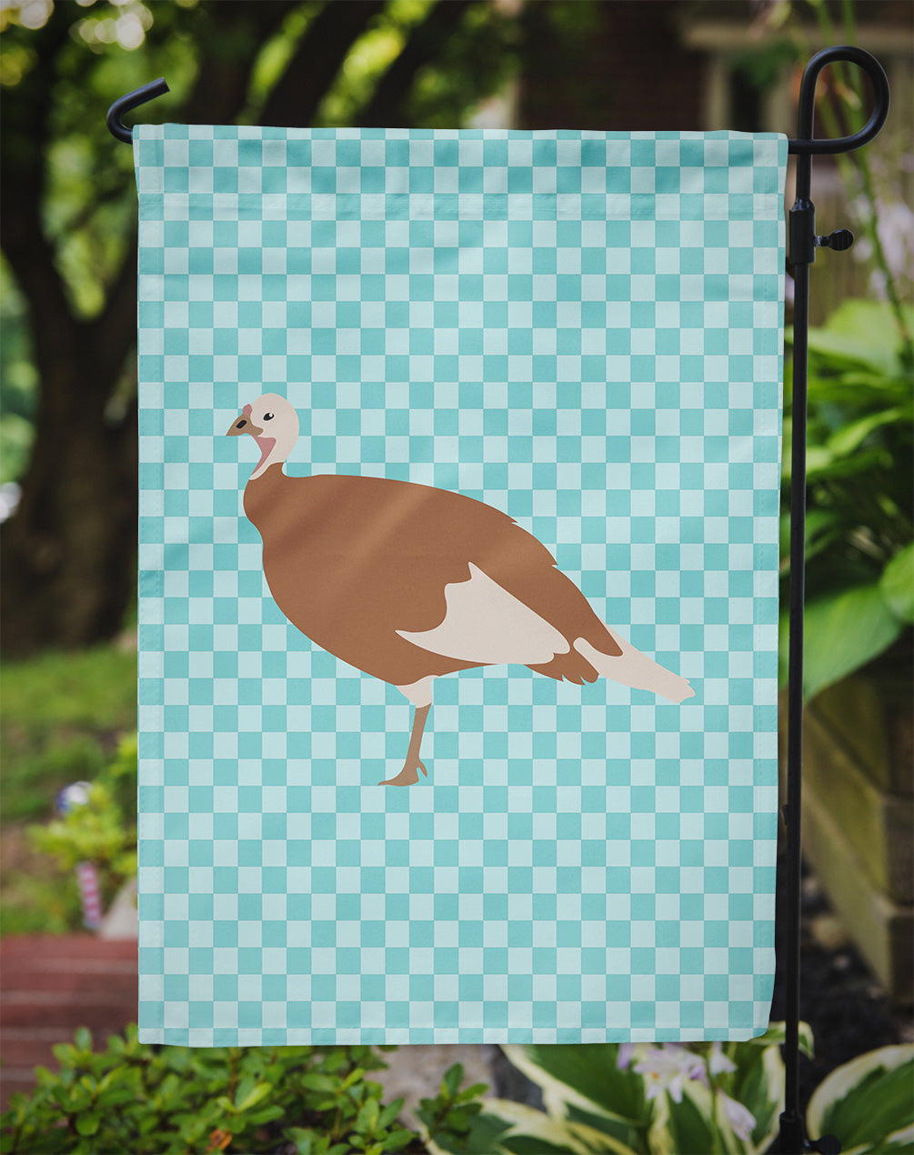 Jersey Buff Turkey Hen Blue Check Garden Flag Mailbox Decorative Yard Banner Outside Patio Artwork for Flower Beds, Garden Size, Multicolor