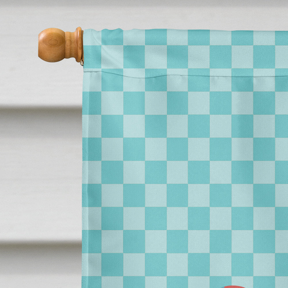 French Turkey Dindon Blue Check House Flag 28x40 Porch Sleeve Pole Decorative Outside Yard Banner Artwork Wall Hanging, Polyester