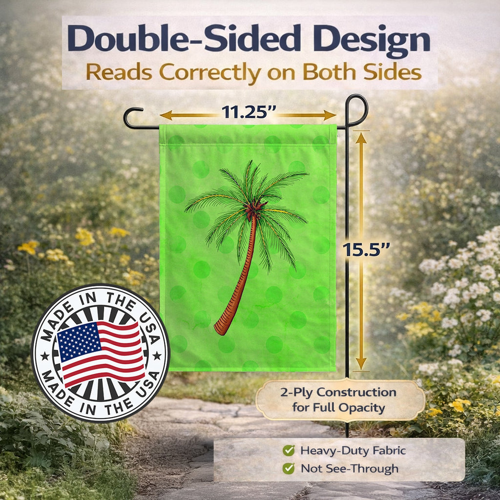 Palm Tree Green Polkadot Garden Flag Mailbox Decorative Yard Banner Outside Patio Artwork for Flower Beds, Garden Size, Multicolor