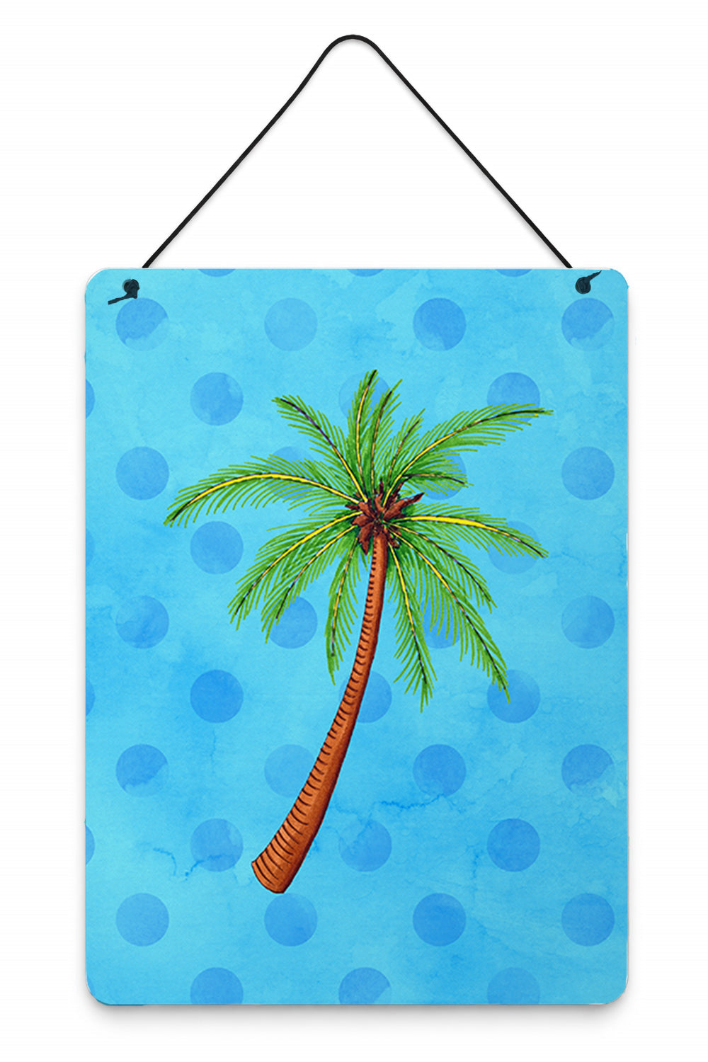 Palm Tree Blue Polkadot Wall or Door Hanging Prints Aluminum Metal Sign Kitchen Wall Bar Bathroom Plaque Home Decor Front Door Plaque, 12x16, Multicolor