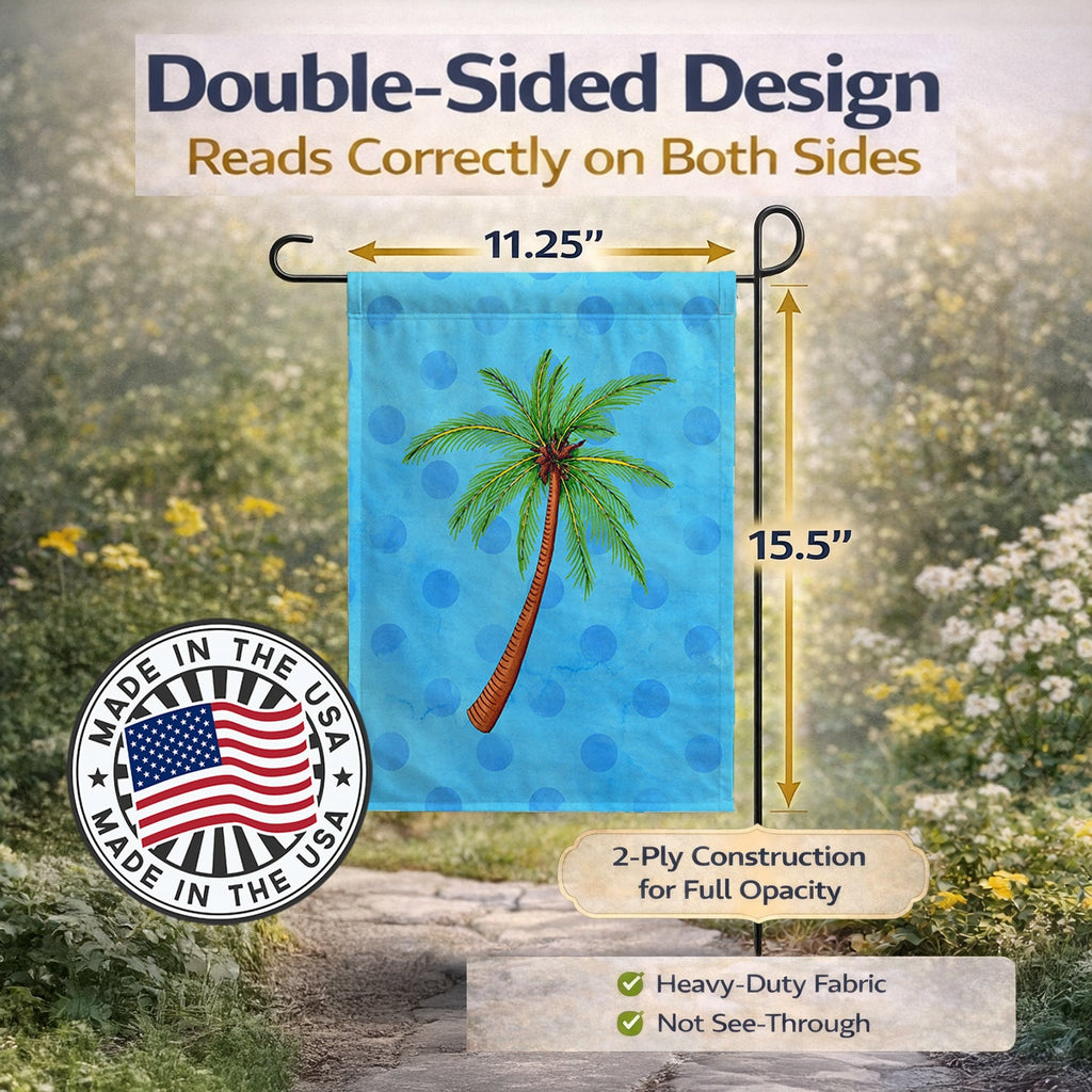 Palm Tree Blue Polkadot Garden Flag Mailbox Decorative Yard Banner Outside Patio Artwork for Flower Beds, Garden Size, Multicolor