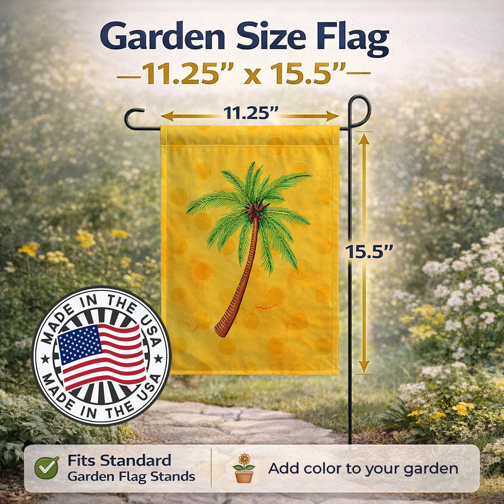 Palm Tree Yellow Polkadot Garden Flag Mailbox Decorative Yard Banner Outside Patio Artwork for Flower Beds, Garden Size, Multicolor