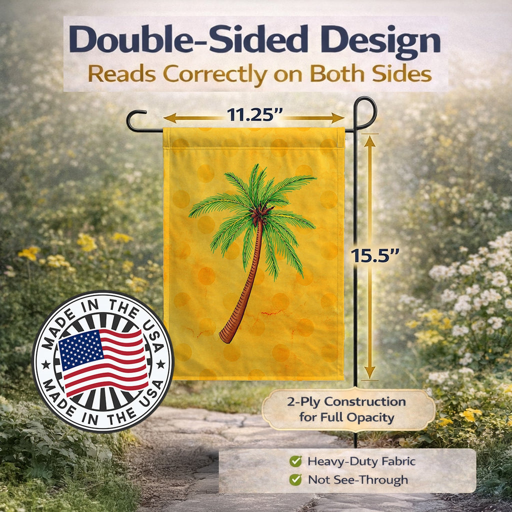 Palm Tree Yellow Polkadot Garden Flag Mailbox Decorative Yard Banner Outside Patio Artwork for Flower Beds, Garden Size, Multicolor