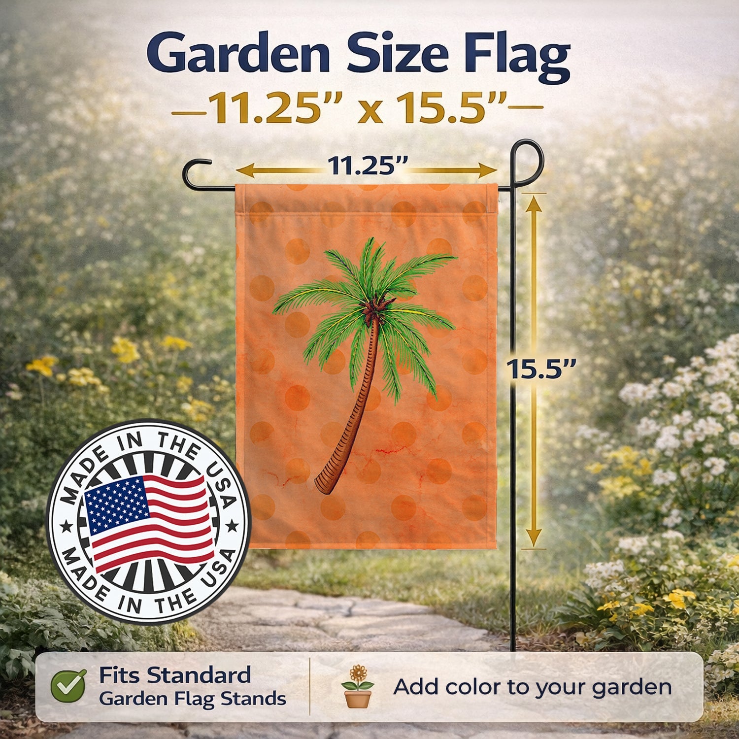 Palm Tree Orange Polkadot Garden Flag Mailbox Decorative Yard Banner Outside Patio Artwork for Flower Beds, Garden Size, Multicolor