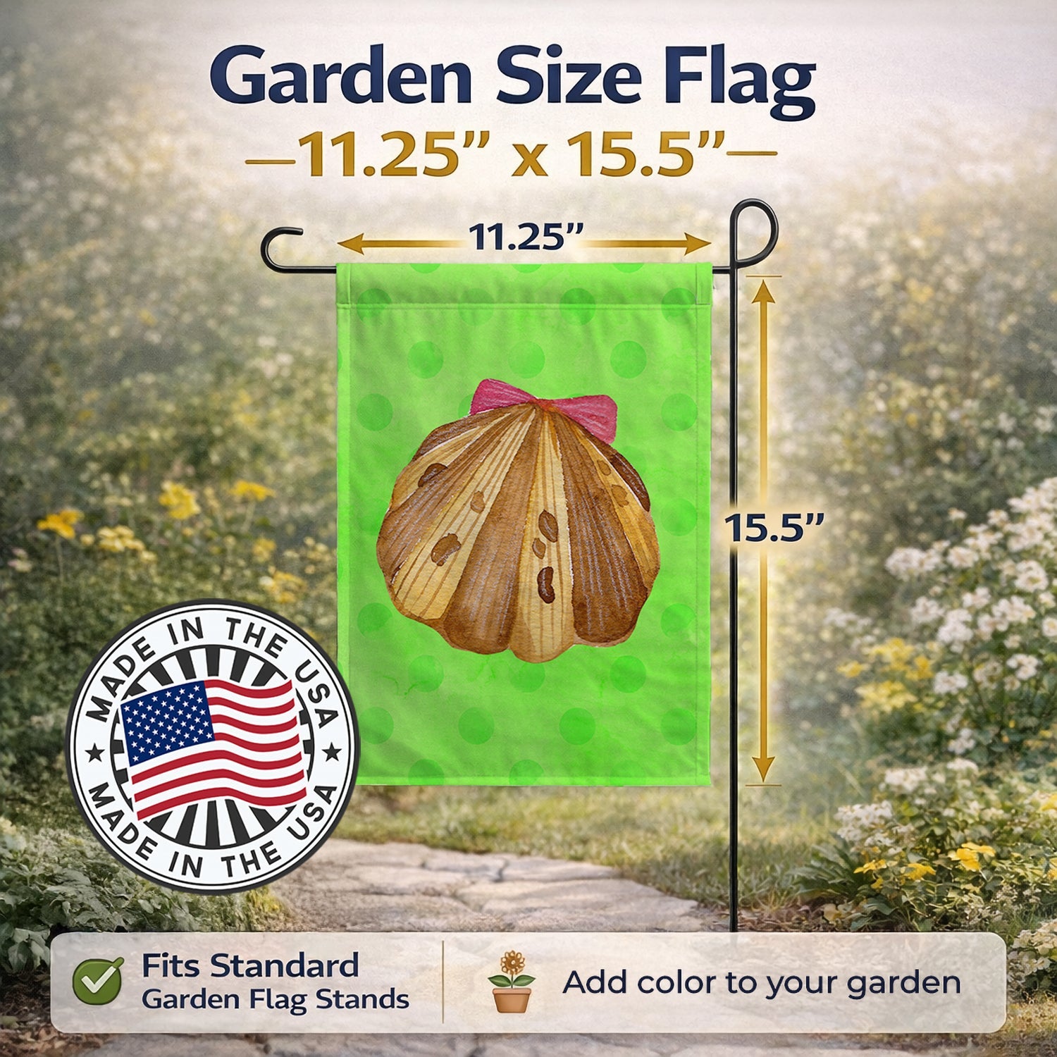 Sea Shell Green Polkadot Garden Flag Mailbox Decorative Yard Banner Outside Patio Artwork for Flower Beds, Garden Size, Multicolor
