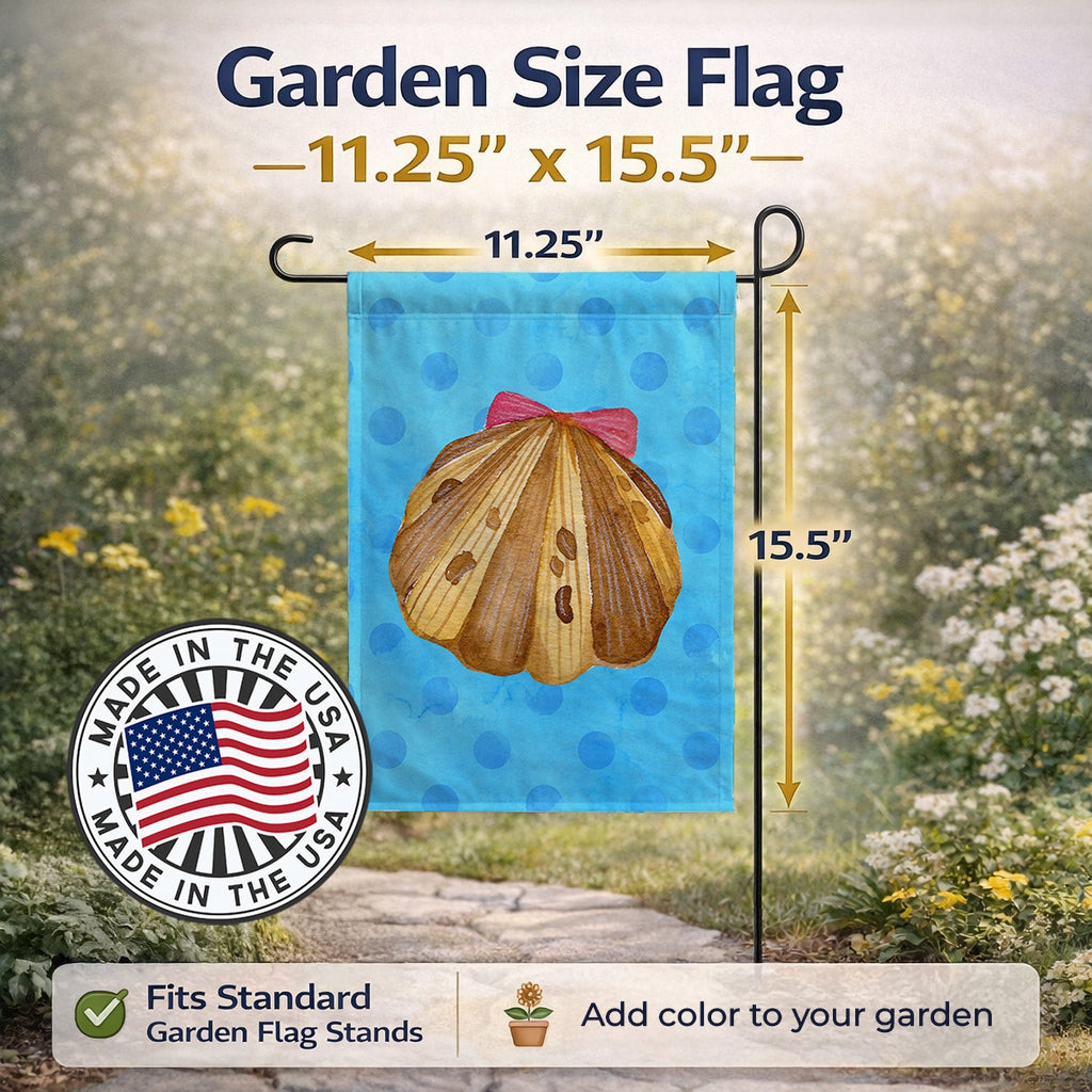 Sea Shell Blue Polkadot Garden Flag Mailbox Decorative Yard Banner Outside Patio Artwork for Flower Beds, Garden Size, Multicolor