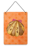 Sea Shell Orange Polkadot Wall or Door Hanging Prints Aluminum Metal Sign Kitchen Wall Bar Bathroom Plaque Home Decor Front Door Plaque, 12x16, Multicolor