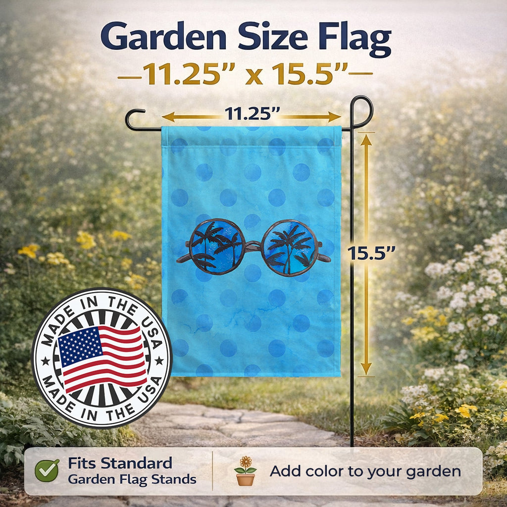 Sunglasses Blue Polkadot Garden Flag Mailbox Decorative Yard Banner Outside Patio Artwork for Flower Beds, Garden Size, Multicolor