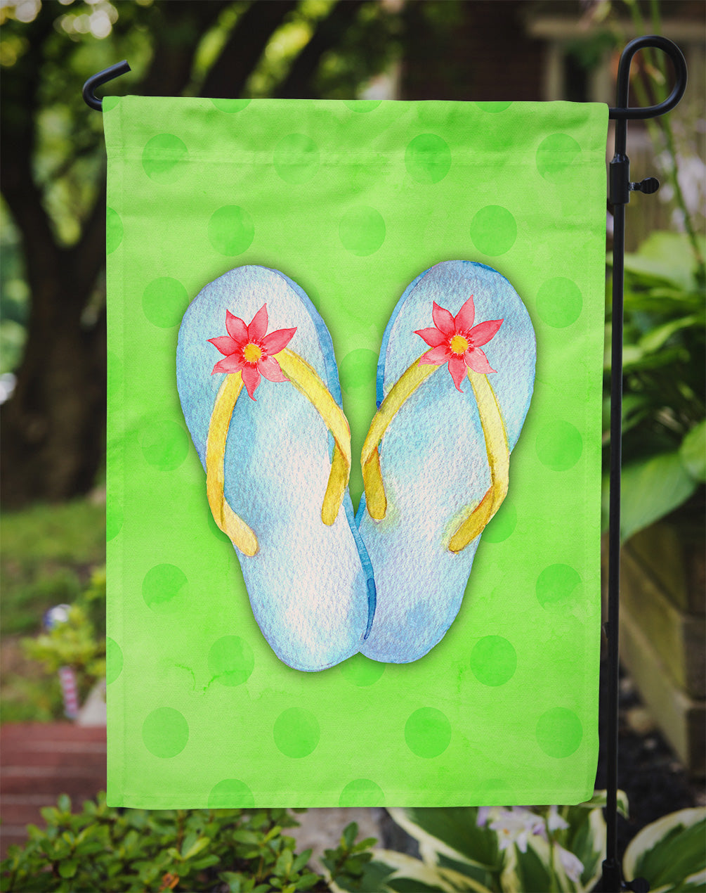Flip Flops Green Polkadot Garden Flag Mailbox Decorative Yard Banner Outside Patio Artwork for Flower Beds, Garden Size, Multicolor