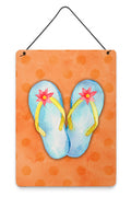 Flip Flops Orange Polkadot Wall or Door Hanging Prints Aluminum Metal Sign Kitchen Wall Bar Bathroom Plaque Home Decor Front Door Plaque, 12x16, Multicolor