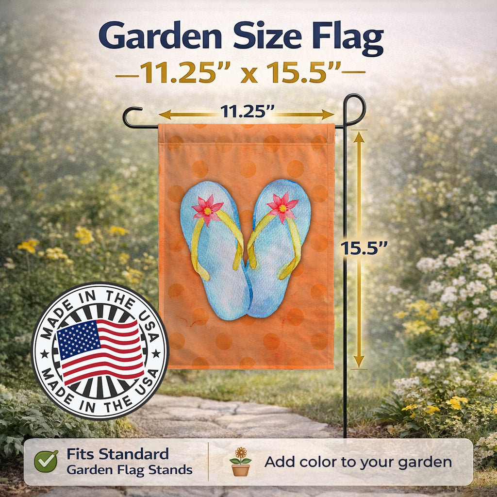 Flip Flops Orange Polkadot Garden Flag Mailbox Decorative Yard Banner Outside Patio Artwork for Flower Beds, Garden Size, Multicolor
