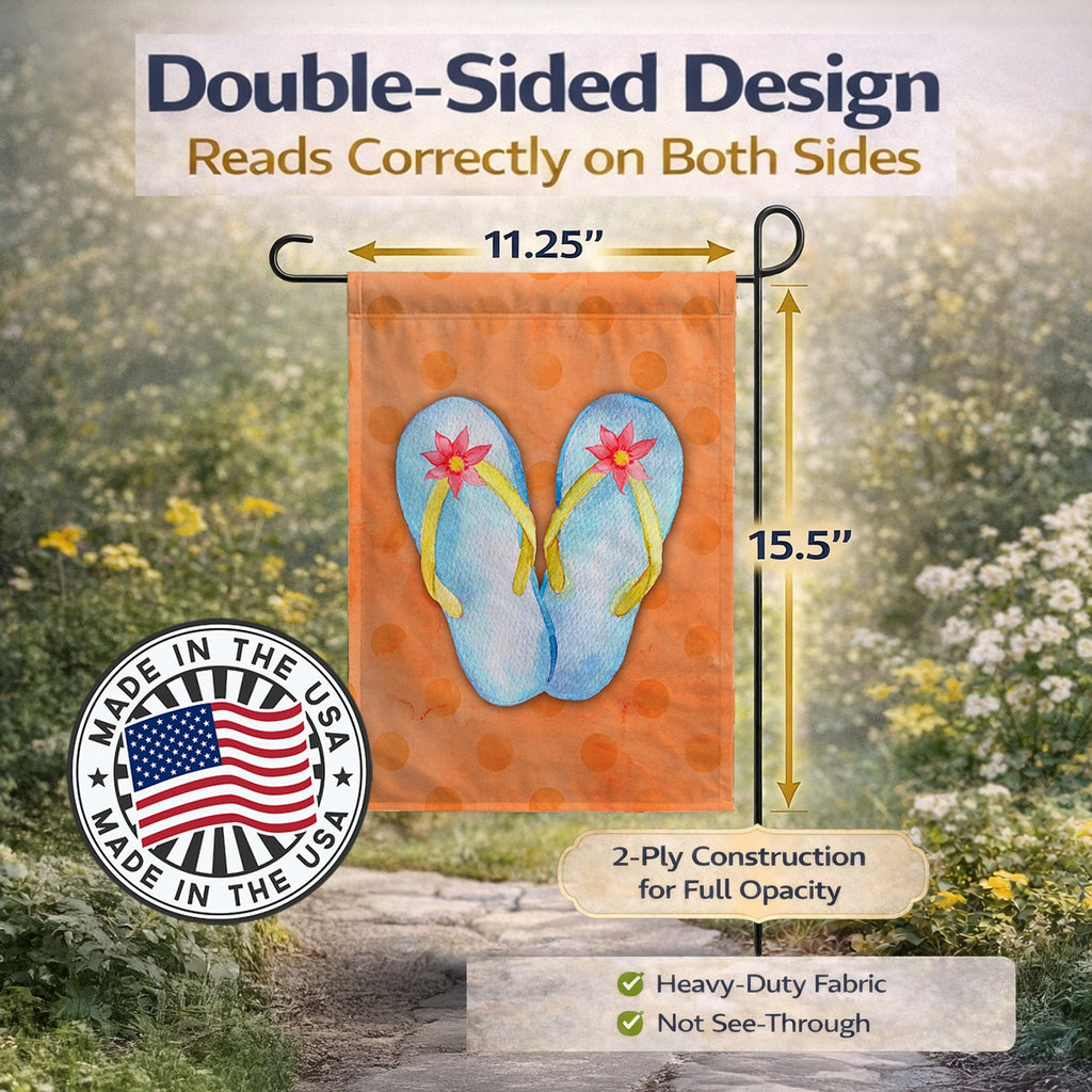 Flip Flops Orange Polkadot Garden Flag Mailbox Decorative Yard Banner Outside Patio Artwork for Flower Beds, Garden Size, Multicolor