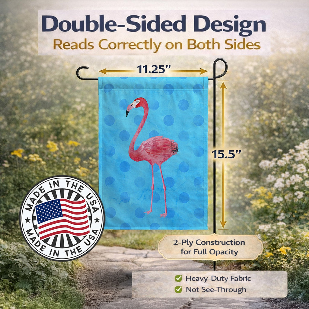 Flamingo Blue Polkadot Garden Flag Mailbox Decorative Yard Banner Outside Patio Artwork for Flower Beds, Garden Size, Multicolor