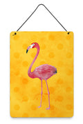 Flamingo Yellow Polkadot Wall or Door Hanging Prints Aluminum Metal Sign Kitchen Wall Bar Bathroom Plaque Home Decor Front Door Plaque, 12x16, Multicolor