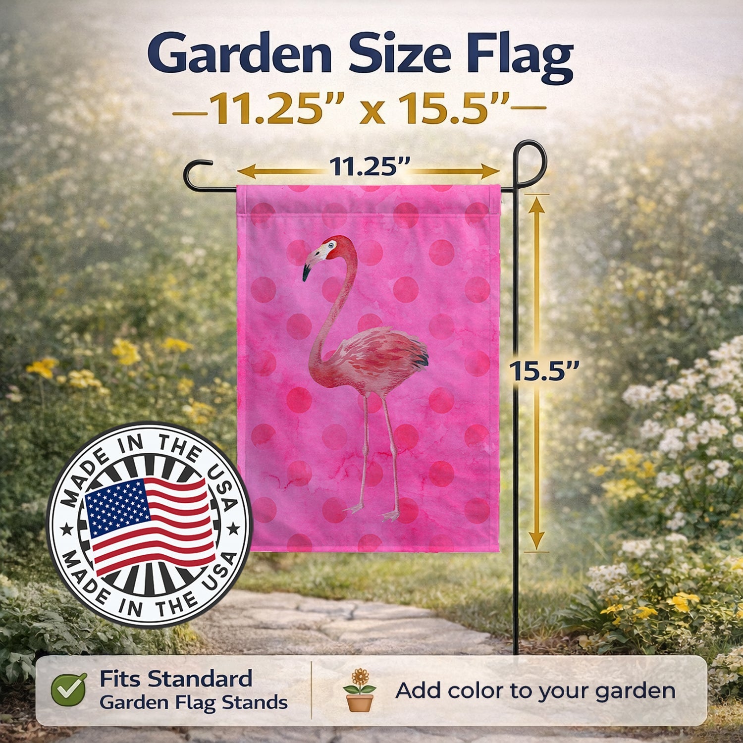 Flamingo Pink Polkadot Garden Flag Mailbox Decorative Yard Banner Outside Patio Artwork for Flower Beds, Garden Size, Multicolor
