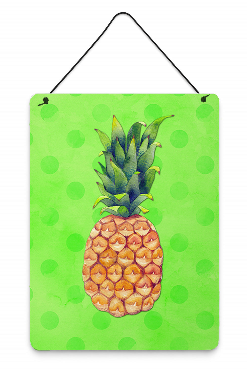 Pineapple Green Polkadot Wall or Door Hanging Prints Aluminum Metal Sign Kitchen Wall Bar Bathroom Plaque Home Decor Front Door Plaque, 12x16, Multicolor