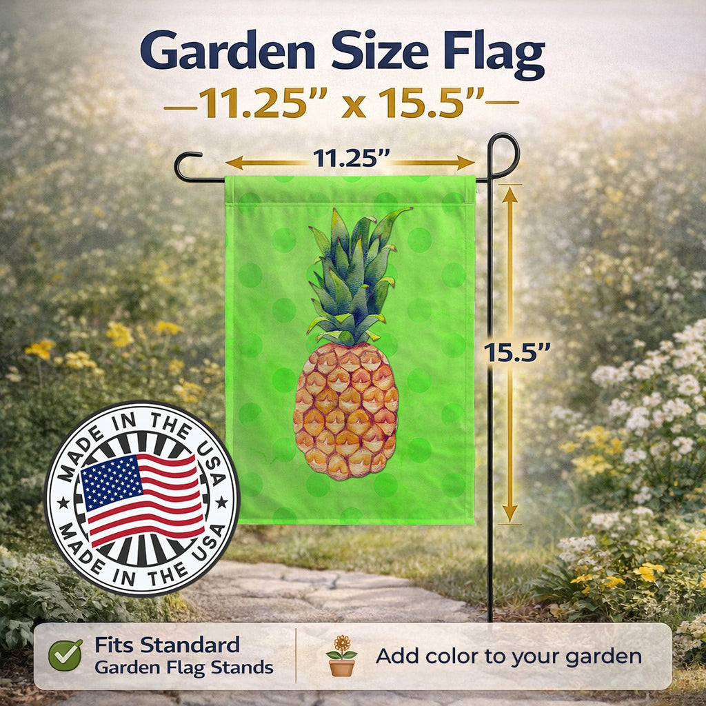 Pineapple Green Polkadot Garden Flag Mailbox Decorative Yard Banner Outside Patio Artwork for Flower Beds, Garden Size, Multicolor