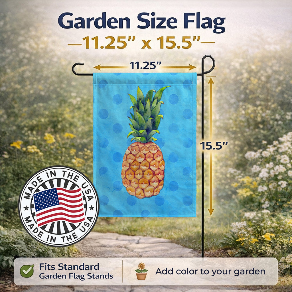 Pineapple Blue Polkadot Garden Flag Mailbox Decorative Yard Banner Outside Patio Artwork for Flower Beds, Garden Size, Multicolor