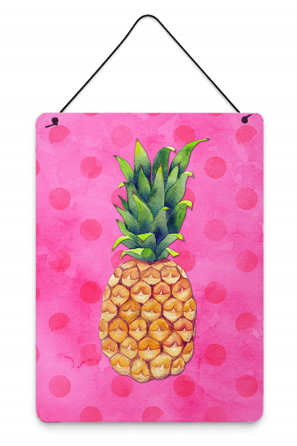 Pineapple Pink Polkadot Wall or Door Hanging Prints Aluminum Metal Sign Kitchen Wall Bar Bathroom Plaque Home Decor Front Door Plaque, 12x16, Multicolor