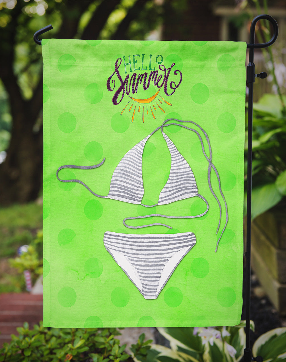 Bikini Swimsuit Green Polkadot Garden Flag Mailbox Decorative Yard Banner Outside Patio Artwork for Flower Beds, Garden Size, Multicolor