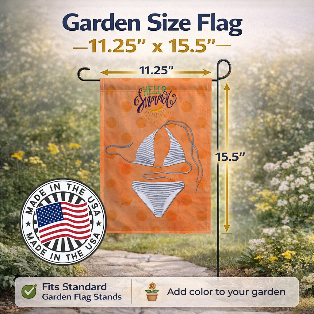 Bikini Swimsuit Orange Polkadot Garden Flag Mailbox Decorative Yard Banner Outside Patio Artwork for Flower Beds, Garden Size, Multicolor