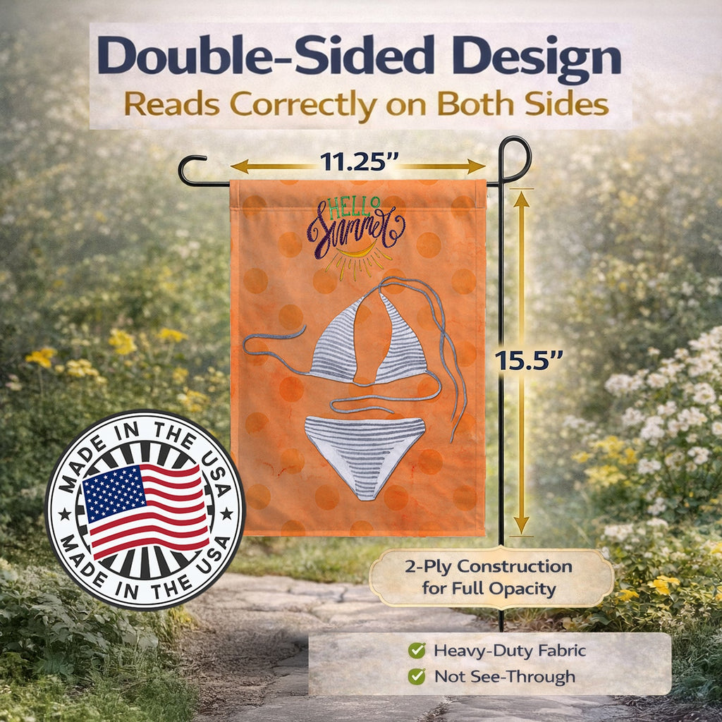 Bikini Swimsuit Orange Polkadot Garden Flag Mailbox Decorative Yard Banner Outside Patio Artwork for Flower Beds, Garden Size, Multicolor