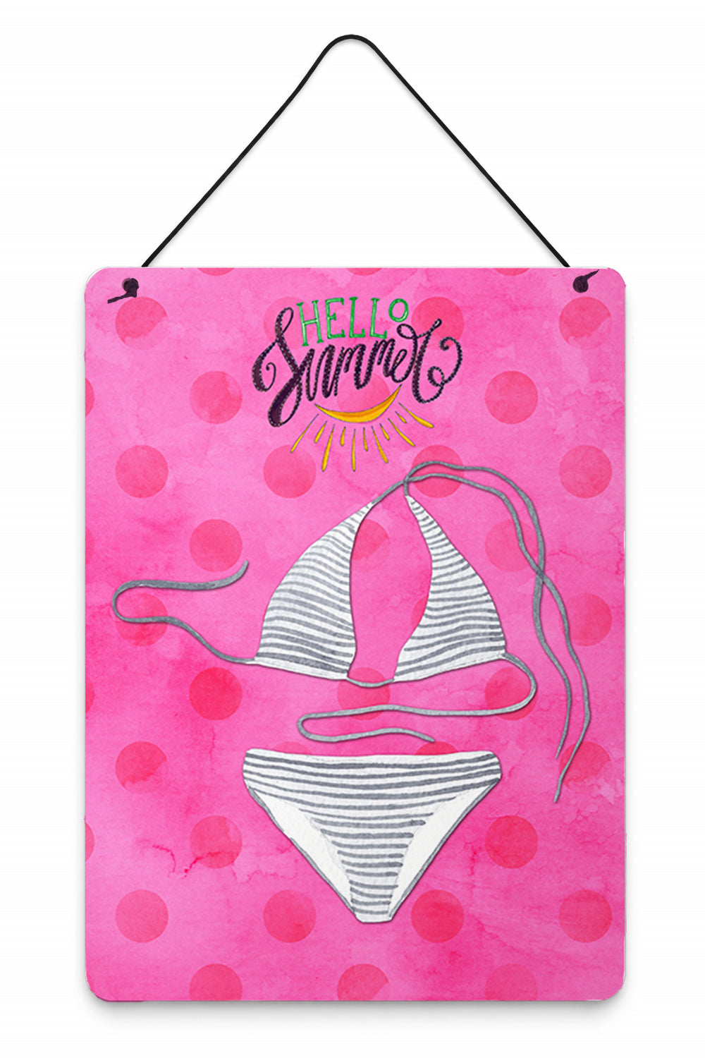 Bikini Swimsuit Pink Polkadot Wall or Door Hanging Prints Aluminum Metal Sign Kitchen Wall Bar Bathroom Plaque Home Decor Front Door Plaque, 12x16, Multicolor