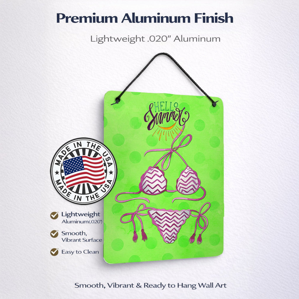 Bikini Swimsuit Green Polkadot Wall or Door Hanging Prints Aluminum Metal Sign Kitchen Wall Bar Bathroom Plaque Home Decor Front Door Plaque, 12x16, Multicolor