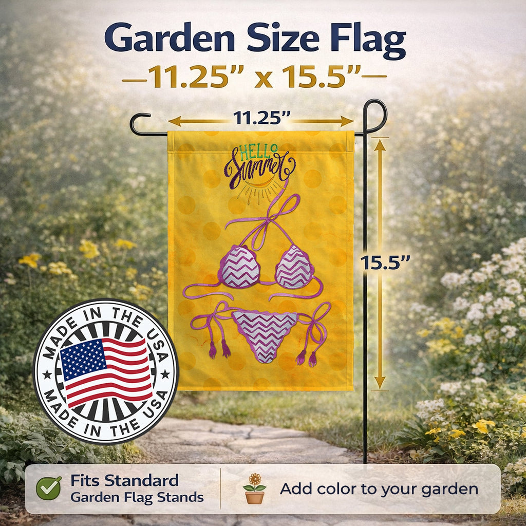 Bikini Swimsuit Yellow Polkadot Garden Flag Mailbox Decorative Yard Banner Outside Patio Artwork for Flower Beds, Garden Size, Multicolor