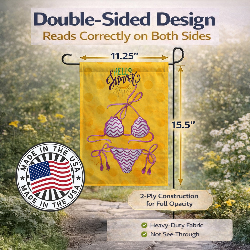 Bikini Swimsuit Yellow Polkadot Garden Flag Mailbox Decorative Yard Banner Outside Patio Artwork for Flower Beds, Garden Size, Multicolor