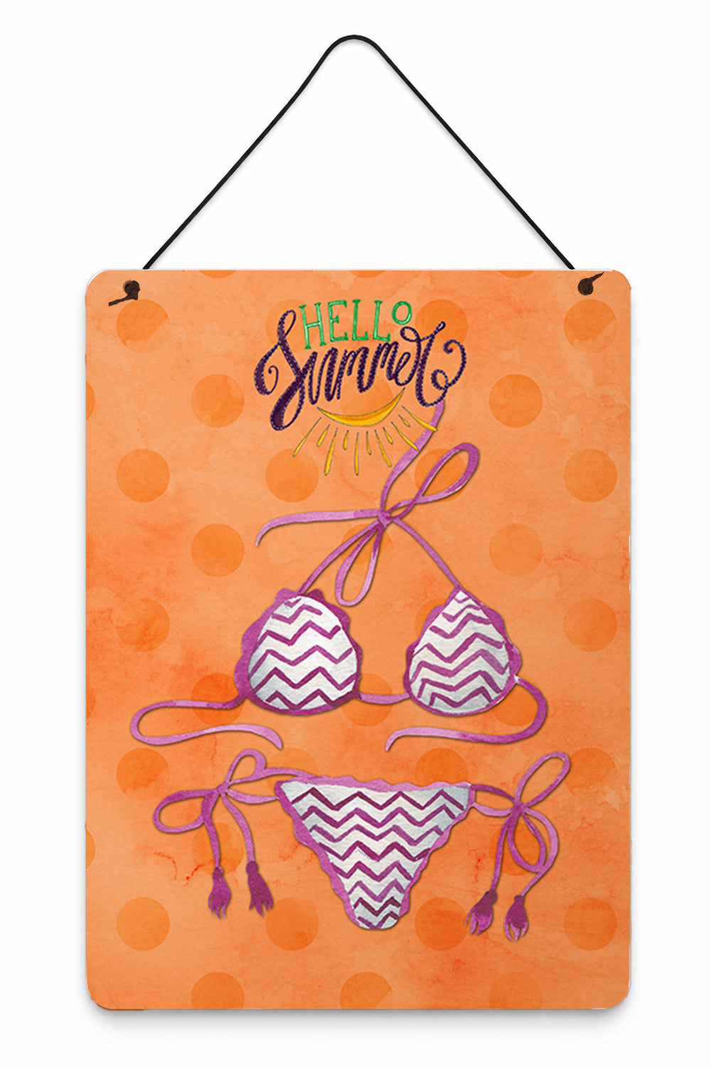 Bikini Swimsuit Orange Polkadot Wall or Door Hanging Prints Aluminum Metal Sign Kitchen Wall Bar Bathroom Plaque Home Decor Front Door Plaque, 12x16, Multicolor