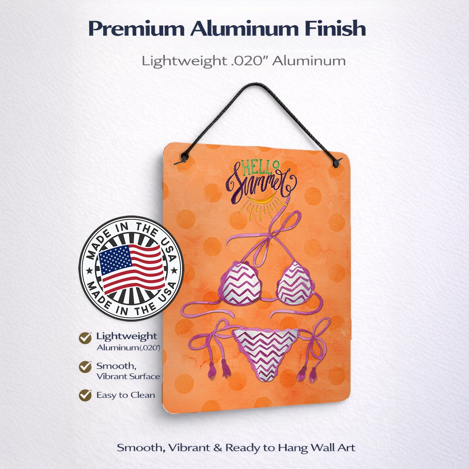 Bikini Swimsuit Orange Polkadot Wall or Door Hanging Prints Aluminum Metal Sign Kitchen Wall Bar Bathroom Plaque Home Decor Front Door Plaque, 12x16, Multicolor