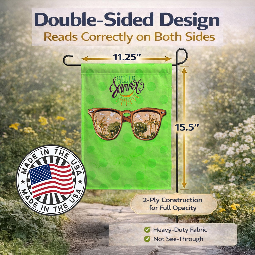 Beach Sunglasses Green Polkadot Garden Flag Mailbox Decorative Yard Banner Outside Patio Artwork for Flower Beds, Garden Size, Multicolor
