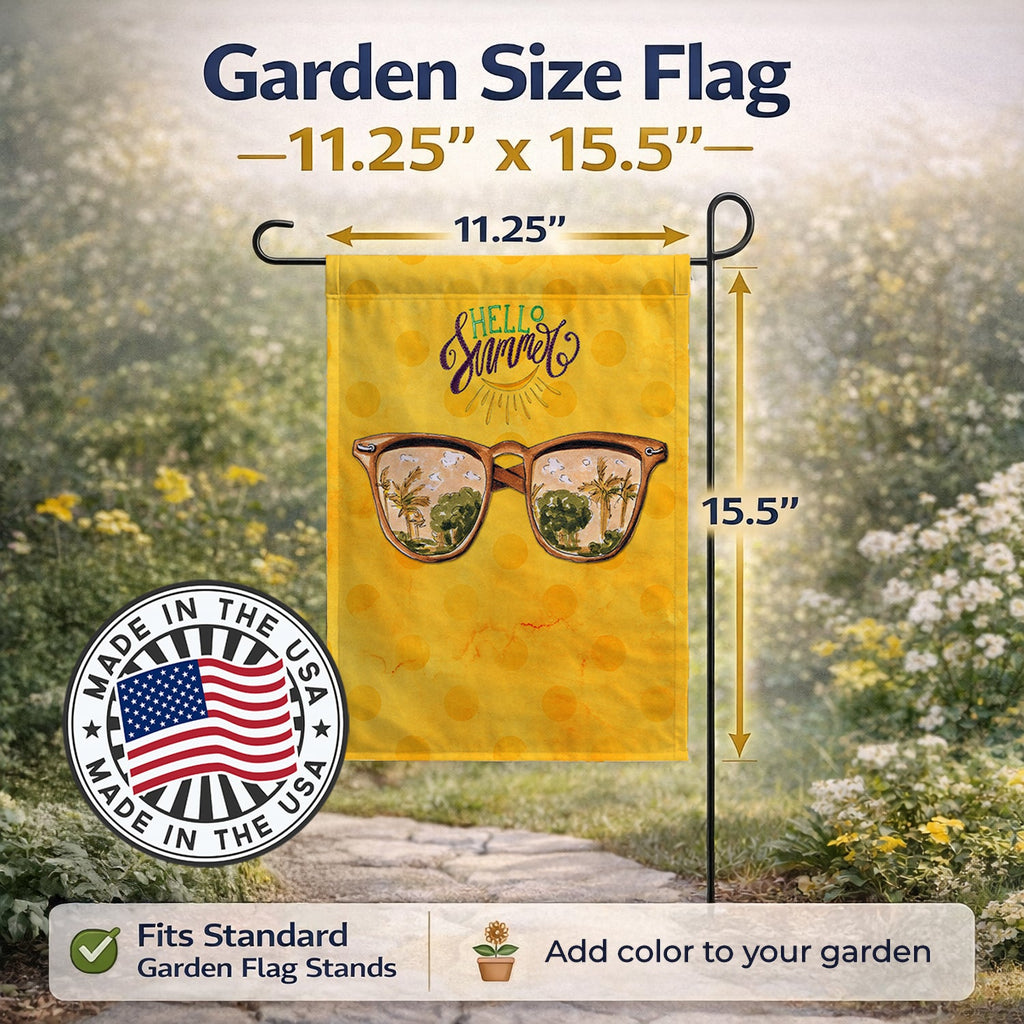 Beach Sunglasses Yellow Polkadot Garden Flag Mailbox Decorative Yard Banner Outside Patio Artwork for Flower Beds, Garden Size, Multicolor