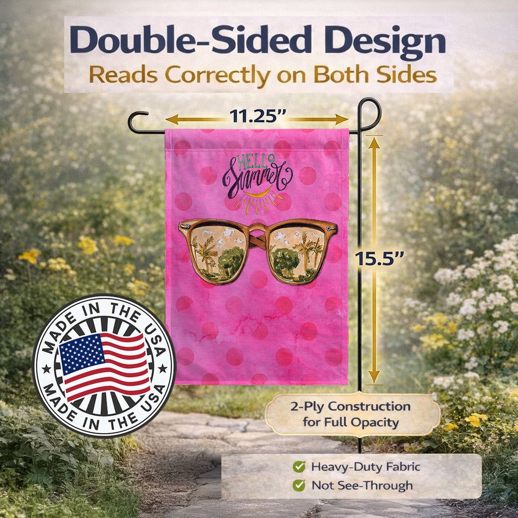 Beach Sunglasses Pink Polkadot Garden Flag Mailbox Decorative Yard Banner Outside Patio Artwork for Flower Beds, Garden Size, Multicolor