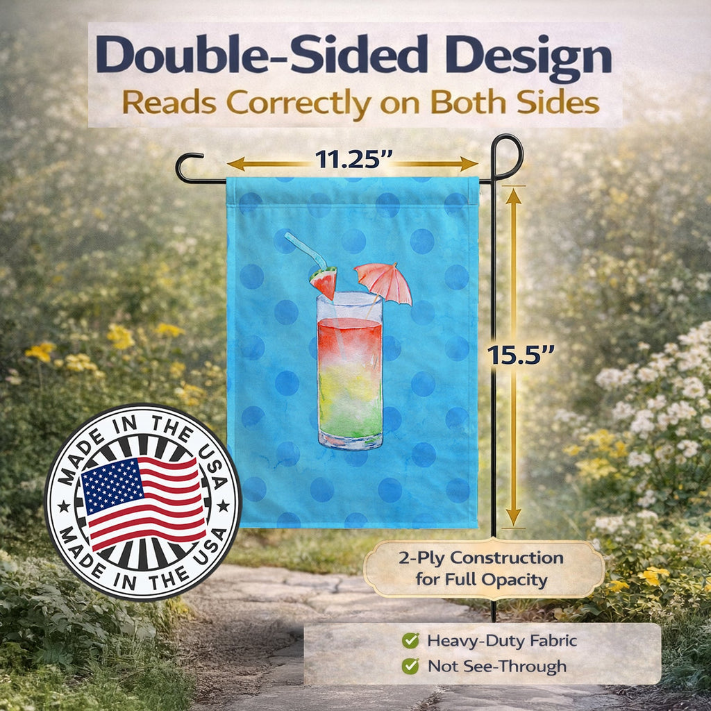 Umberella Cocktail Blue Polkadot Garden Flag Mailbox Decorative Yard Banner Outside Patio Artwork for Flower Beds, Garden Size, Multicolor